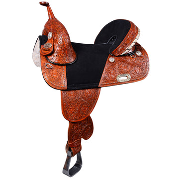 HILASON 15 Treeless Western Trail Barrel Racing American Leather Saddle | Horse for Horses
